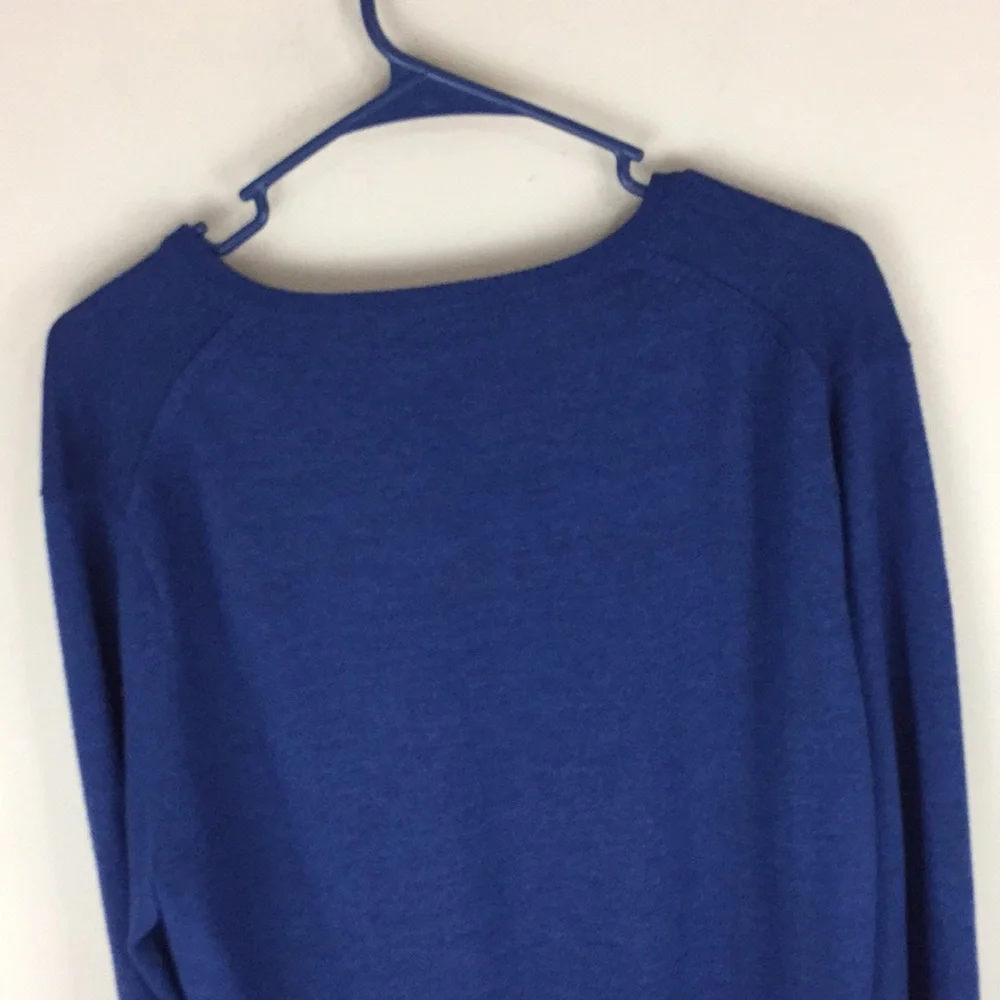 J Crew Blue Merino Wool V-Neck Lightweight Sweater Size Large